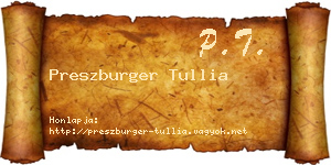 Preszburger Tullia névjegykártya